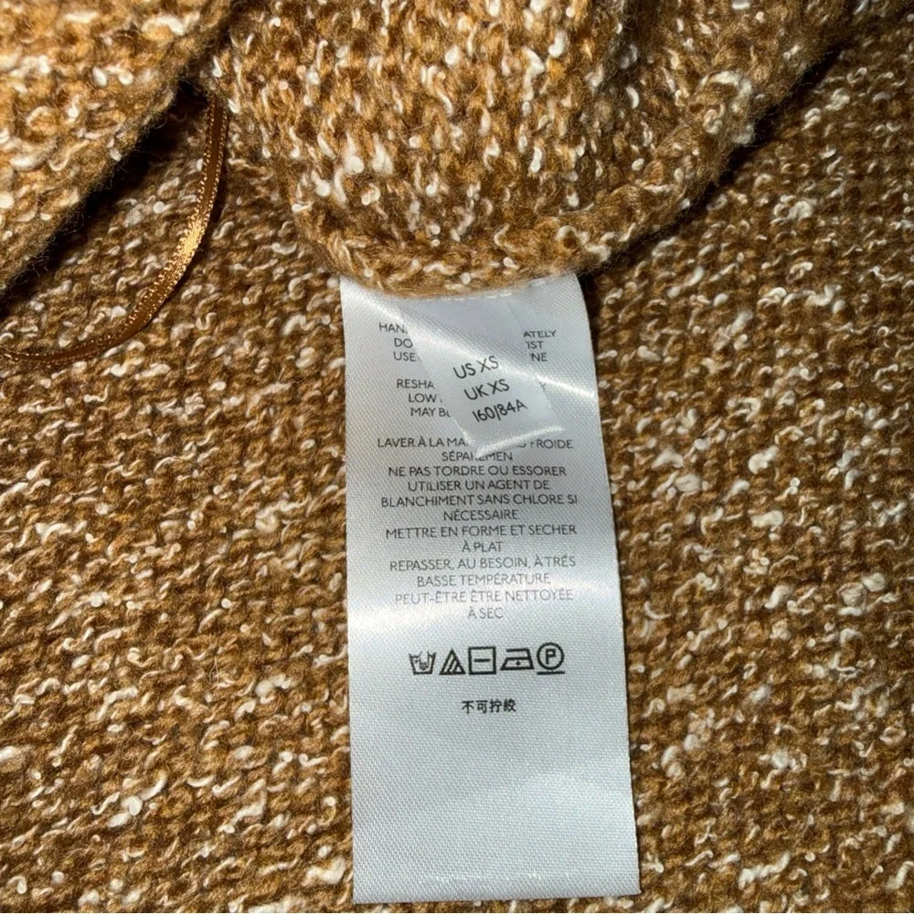 Anthropologie Tan Knit Tunic Sweater Turtleneck Maxi Top‎ XS Minimal Classic